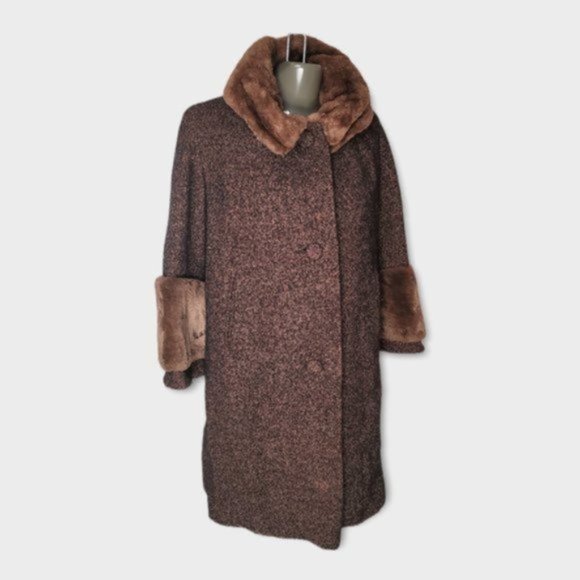 Marshall Field's & Company Women's Brown Wool Button Down Vintage Coat Size M/L